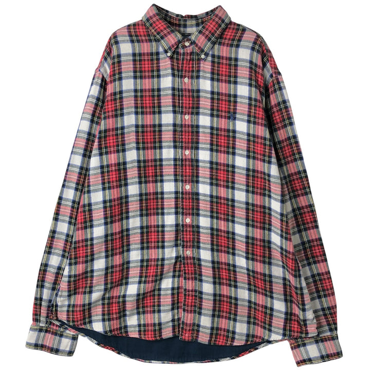 Ralph Lauren Custom Fit Long Sleeve Button-Down Flannel Check Shirt, Men's XXL cotton red type Vintage Second Hand