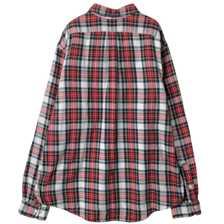 Ralph Lauren Custom Fit Long Sleeve Button-Down Flannel Check Shirt, Men's XXL cotton red type Vintage Second Hand