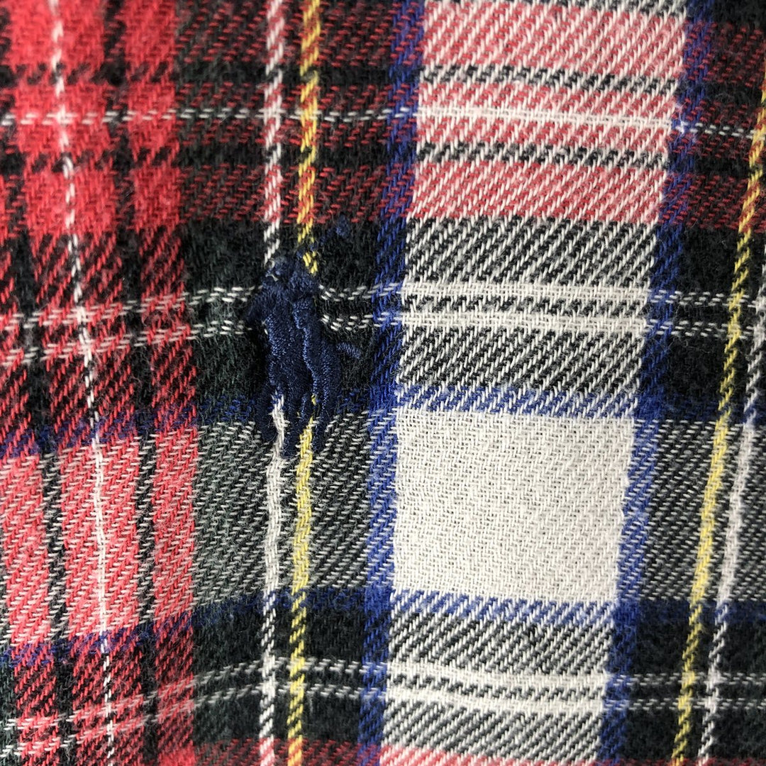 Ralph Lauren Custom Fit Long Sleeve Button-Down Flannel Check Shirt, Men's XXL cotton red type Vintage Second Hand