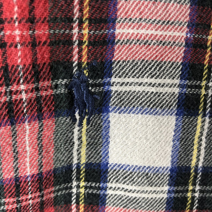 Ralph Lauren Custom Fit Long Sleeve Button-Down Flannel Check Shirt, Men's XXL cotton red type Vintage Second Hand