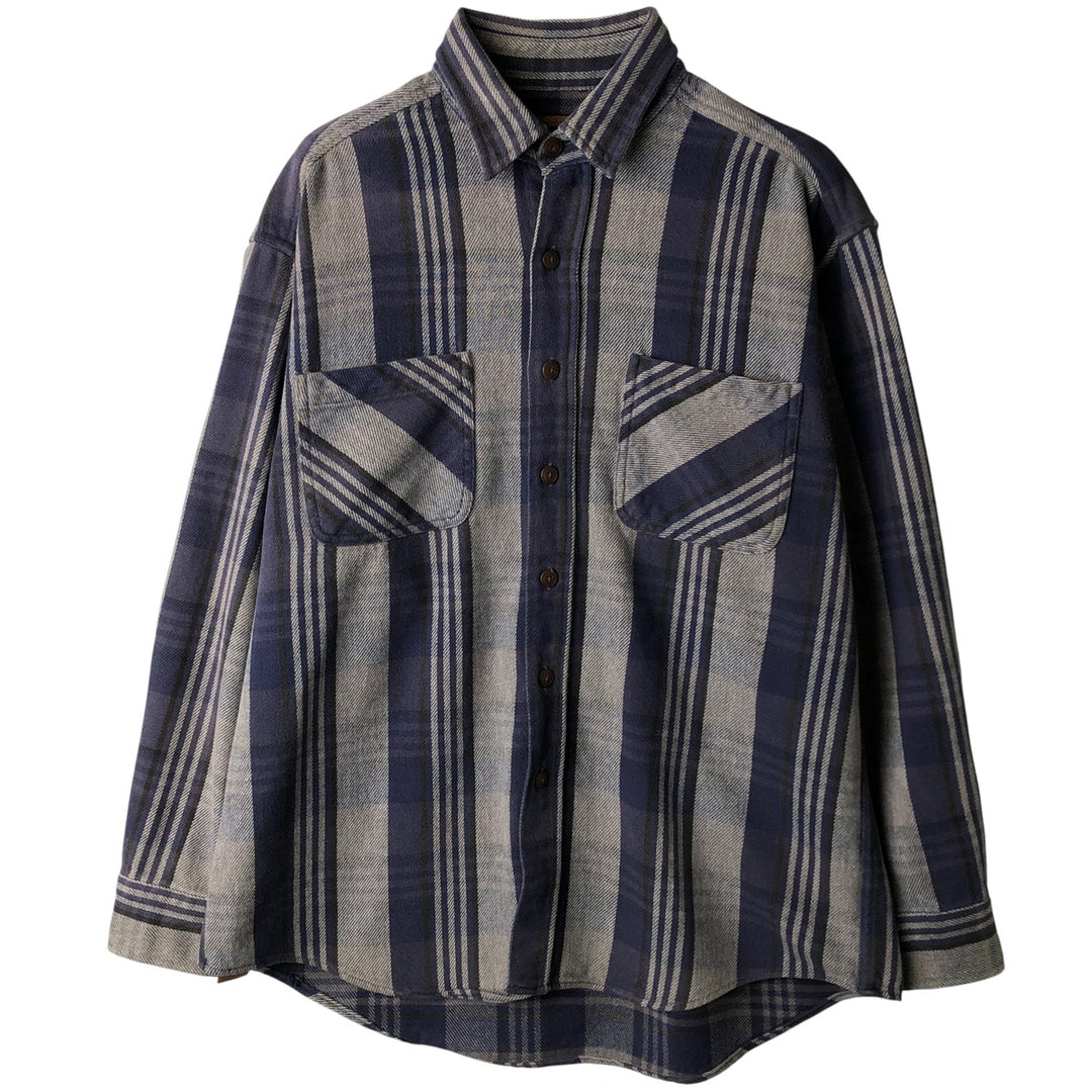 90s-00'S Vintage St. John's Bay Long Sleeve Flannel Check Shirt, Men's Size L cotton gray type Vintage Second Hand