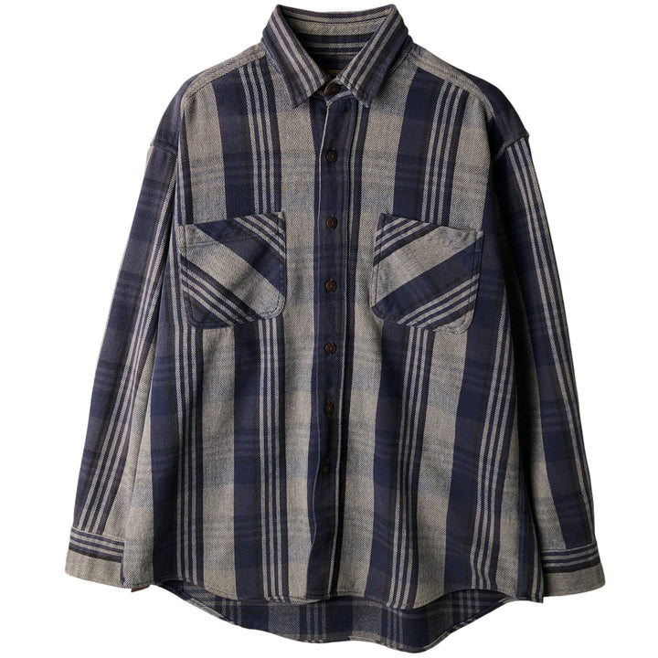 90s-00'S Vintage St. John's Bay Long Sleeve Flannel Check Shirt, Men's Size L cotton gray type Vintage Second Hand