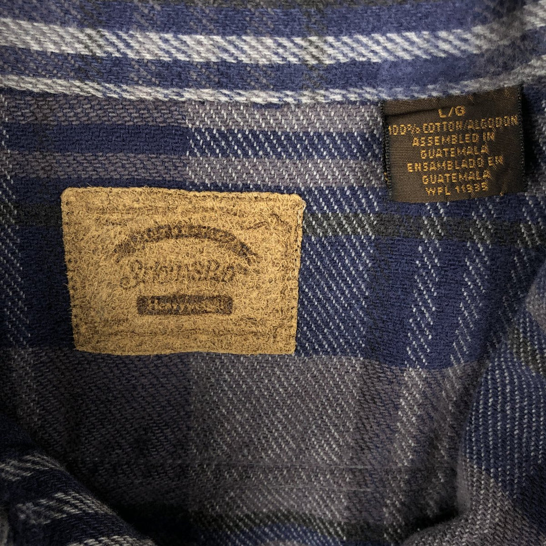 90s-00'S Vintage St. John's Bay Long Sleeve Flannel Check Shirt, Men's Size L cotton gray type Vintage Second Hand