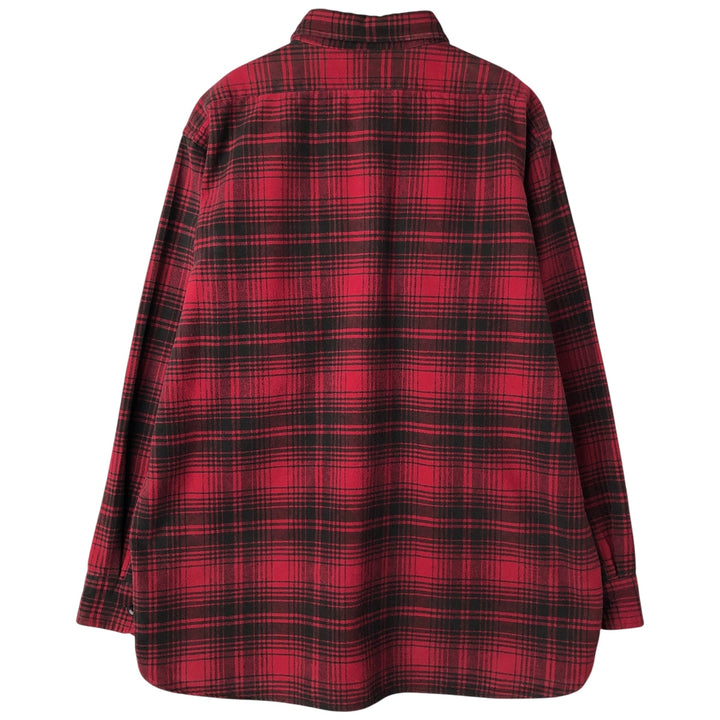 90s-00'S LLBean Long Sleeve Flannel Check Shirt, Men's Size XL, Vintage cotton red type Vintage Second Hand