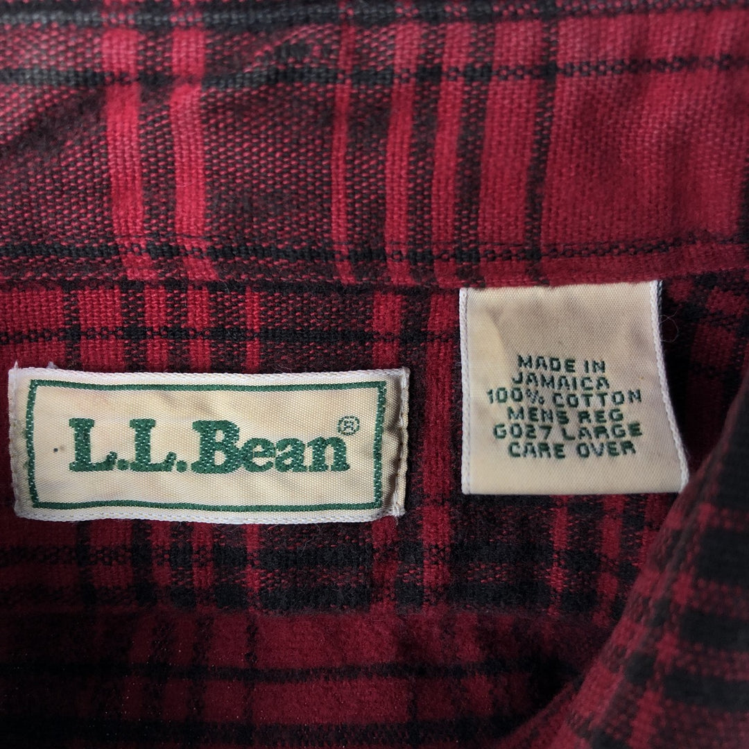 90s-00'S LLBean Long Sleeve Flannel Check Shirt, Men's Size XL, Vintage cotton red type Vintage Second Hand