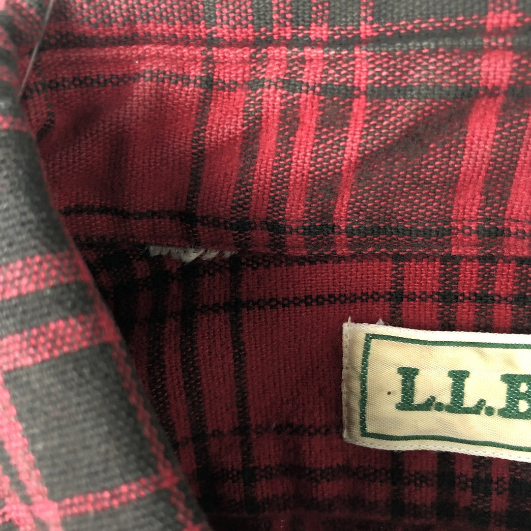 90s-00'S LLBean Long Sleeve Flannel Check Shirt, Men's Size XL, Vintage cotton red type Vintage Second Hand