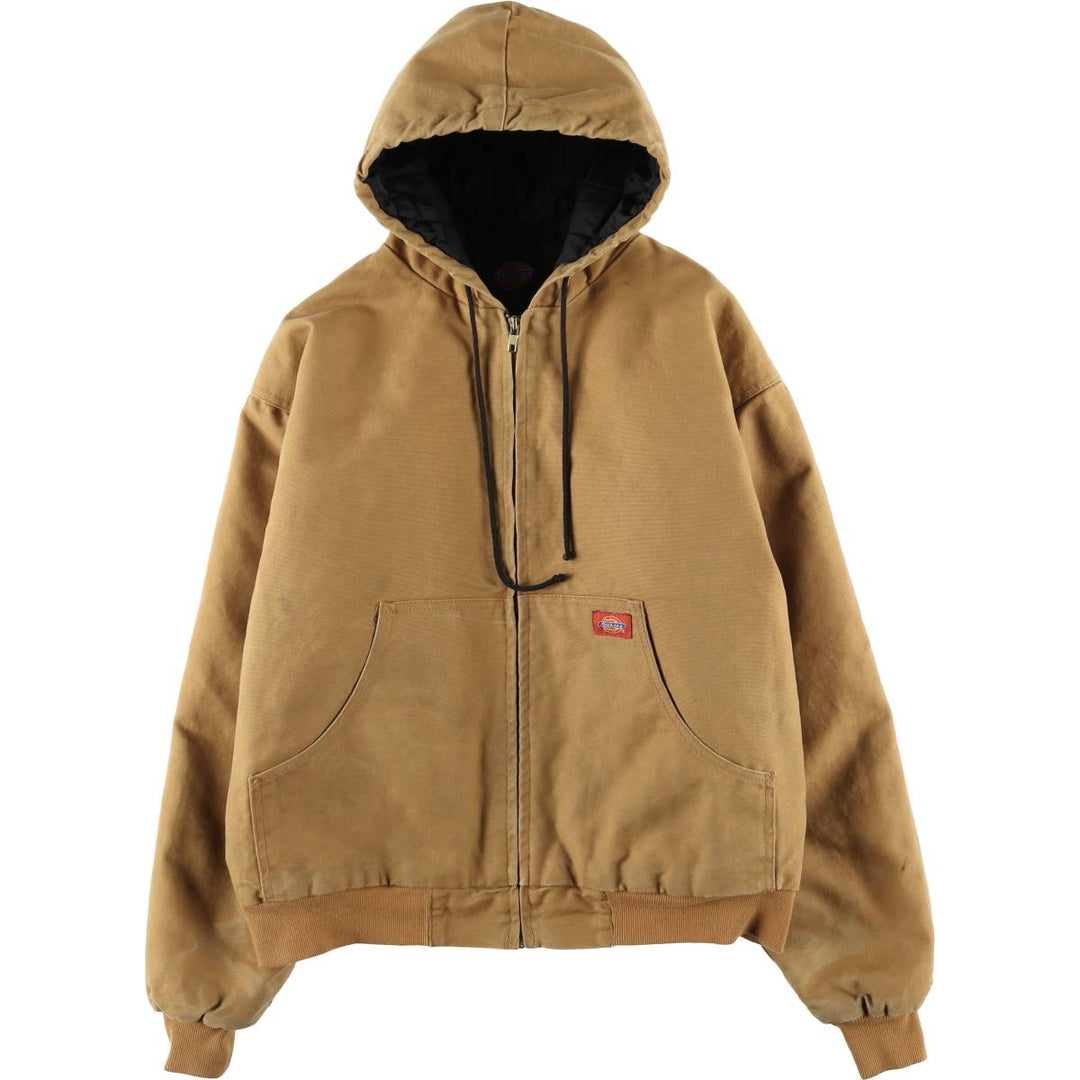 2000'S Dickies Active Jacket Type Padded Duck Full Zip Hoodie Men's Size L cotton ocher yellow type Vintage Second Hand