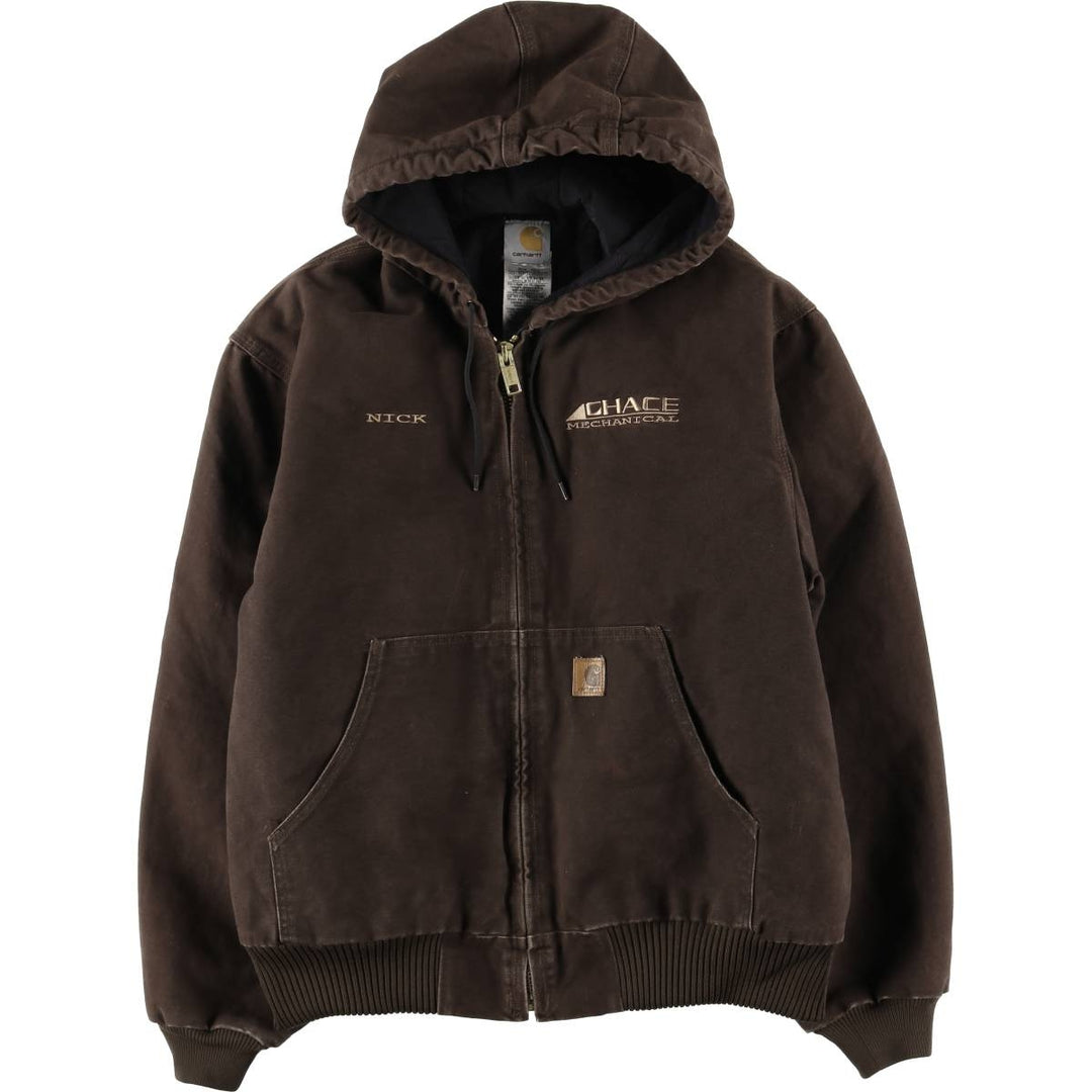00'S Carhartt Active Jacket, Padded Duck Full Zip Hoodie, Men's Size L cotton brown type Vintage Second Hand
