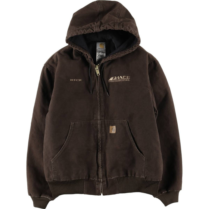 00'S Carhartt Active Jacket, Padded Duck Full Zip Hoodie, Men's Size L cotton brown type Vintage Second Hand