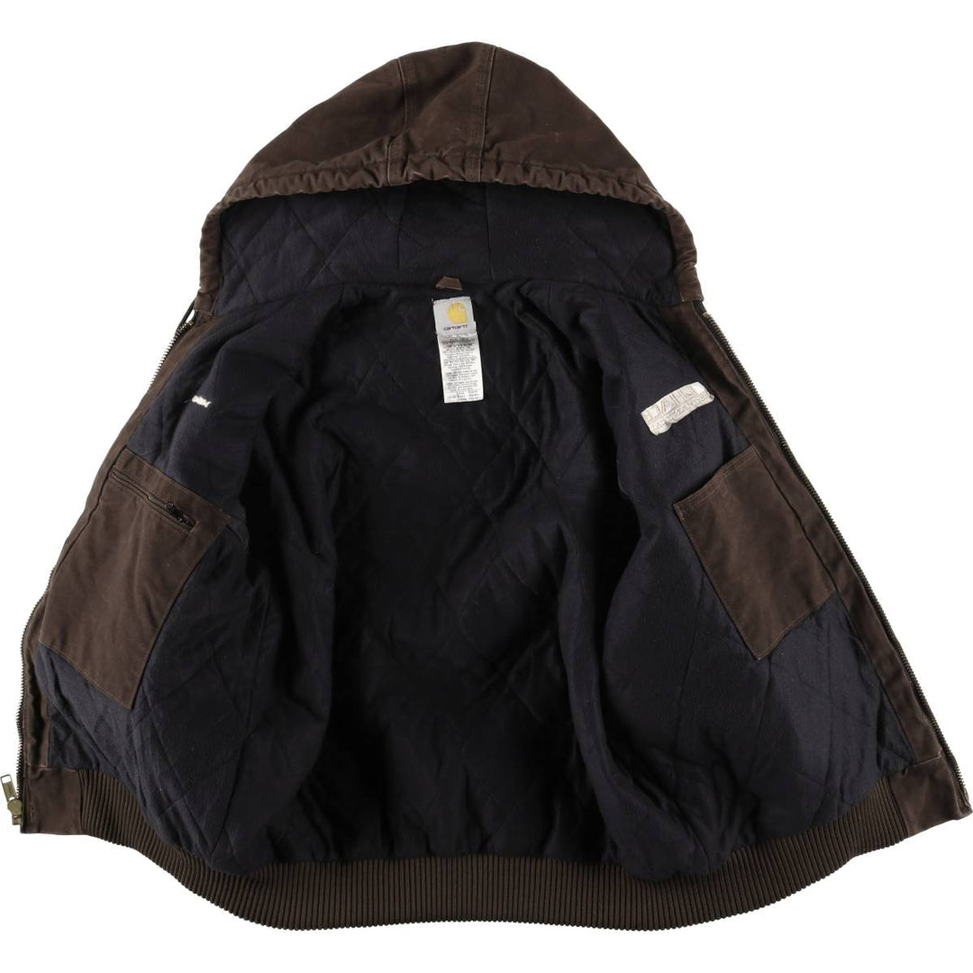 00'S Carhartt Active Jacket, Padded Duck Full Zip Hoodie, Men's Size L cotton brown type Vintage Second Hand