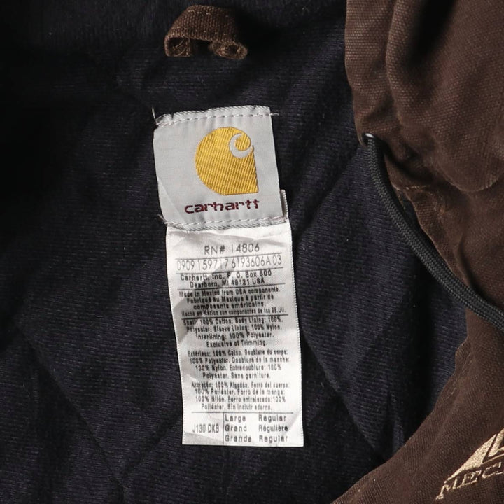 00'S Carhartt Active Jacket, Padded Duck Full Zip Hoodie, Men's Size L cotton brown type Vintage Second Hand