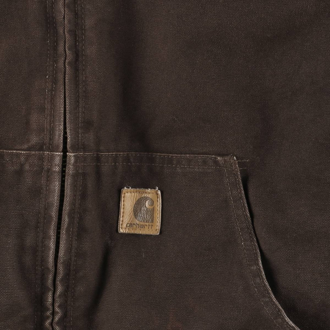00'S Carhartt Active Jacket, Padded Duck Full Zip Hoodie, Men's Size L cotton brown type Vintage Second Hand