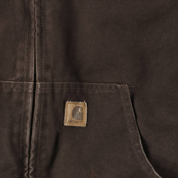 00'S Carhartt Active Jacket, Padded Duck Full Zip Hoodie, Men's Size L cotton brown type Vintage Second Hand