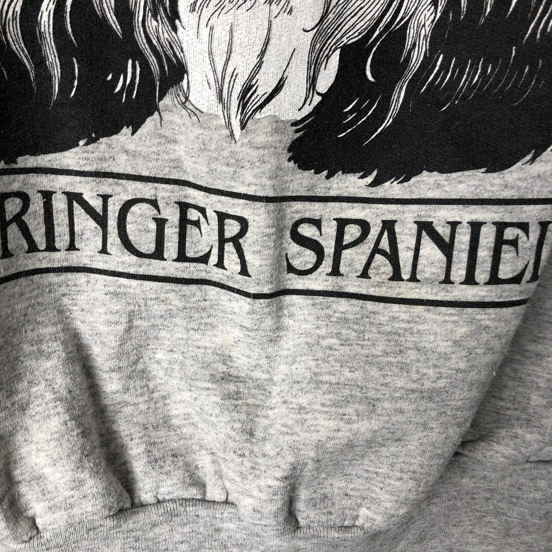 90'S Daquin English Springer Spanish Dog Print Animal Sweatshirt, Made in Canada, Men's Size Large, Vintage cotton gray type Vintage Second Hand