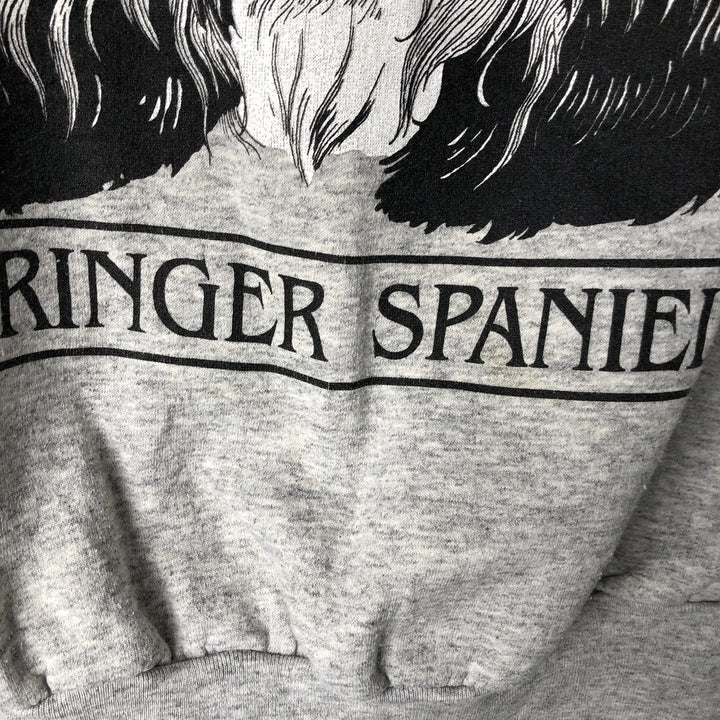 90'S Daquin English Springer Spanish Dog Print Animal Sweatshirt, Made in Canada, Men's Size Large, Vintage cotton gray type Vintage Second Hand