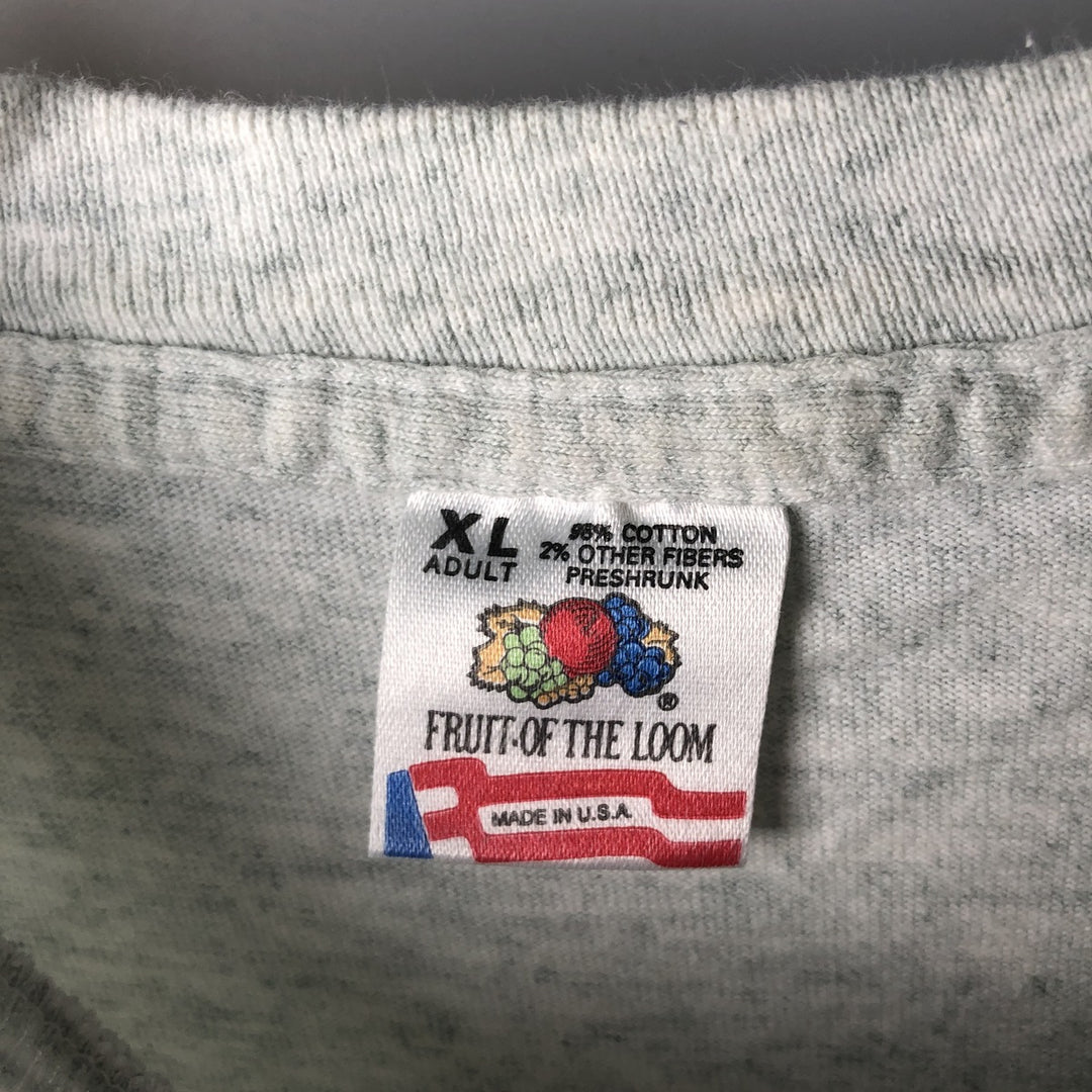 90'S Fruit of the Loom printed T-shirt, made in the USA, men's XL size, vintage cotton white type Vintage Second Hand
