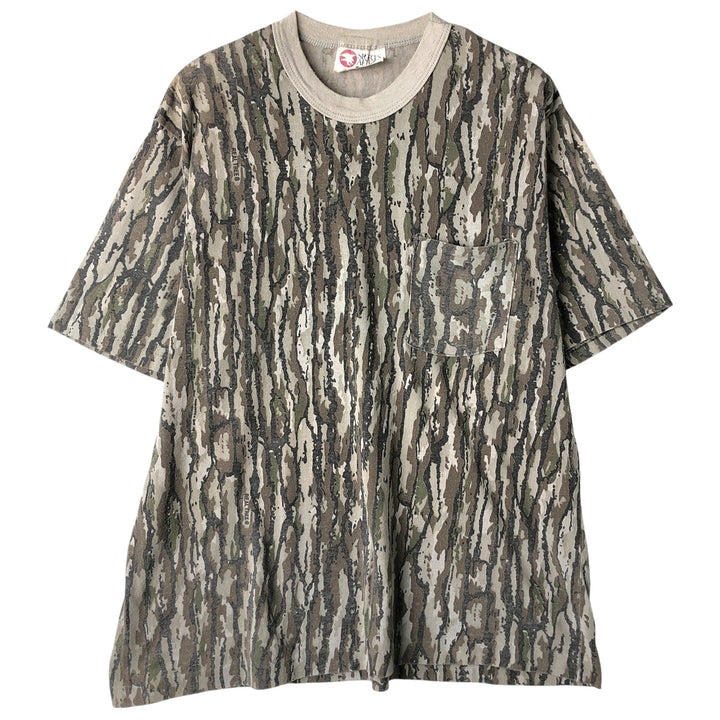 Vintage 90'S SPORTSAFIELD Camouflage Pattern Realtree Camo Print T-Shirt, Men's XL cotton gray type Vintage Second Hand