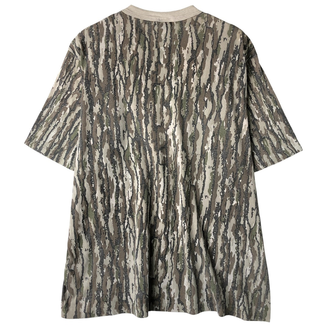 Vintage 90'S SPORTSAFIELD Camouflage Pattern Realtree Camo Print T-Shirt, Men's XL cotton gray type Vintage Second Hand