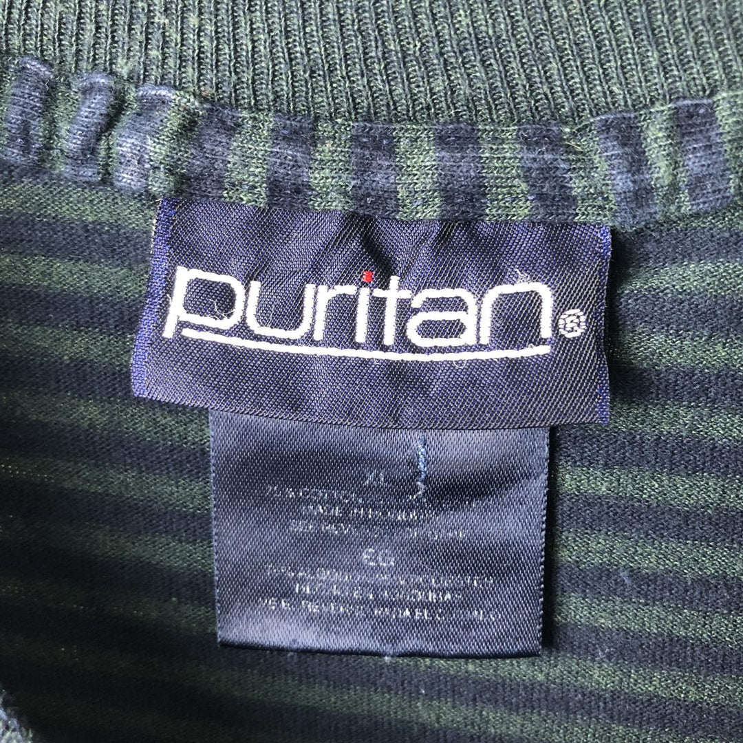 Vintage 90'S Puritan striped T-shirt, men's size XL cotton Green type dark green Vintage Second Hand