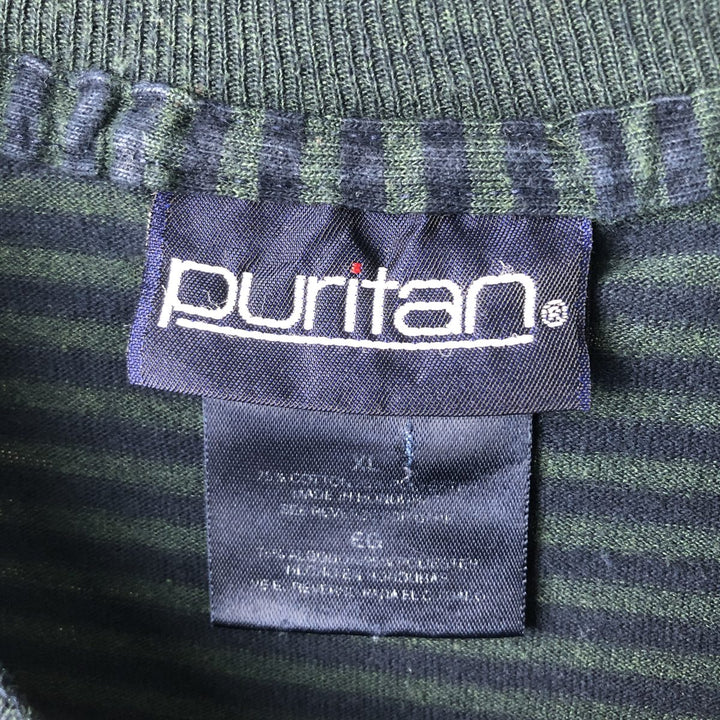 Vintage 90'S Puritan striped T-shirt, men's size XL cotton Green type dark green Vintage Second Hand