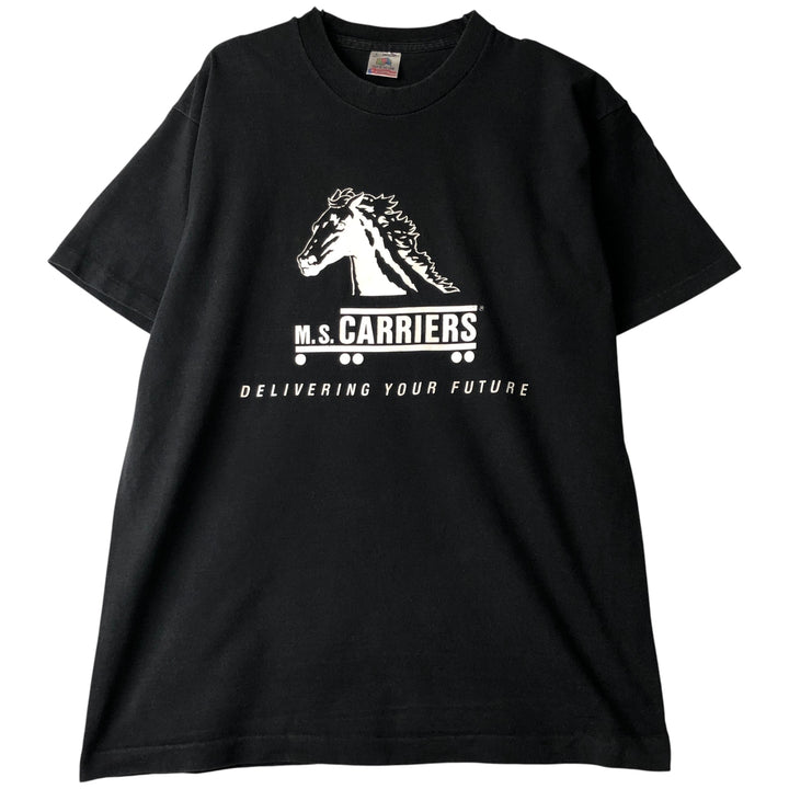 90'S Fruit of the Loom printed T-shirt, made in the USA, men's size L, vintage cotton black type Vintage Second Hand