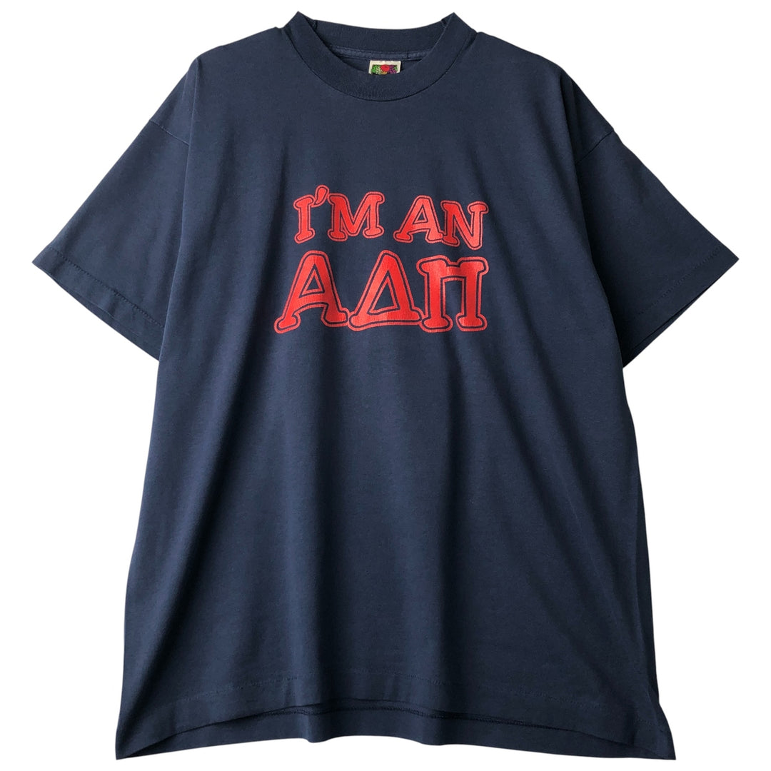 2000'S Fruit of the Loom Best Print T-Shirt, Made in USA, Men's XL cotton navy blue type Vintage Second Hand