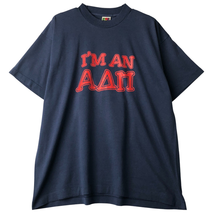 2000'S Fruit of the Loom Best Print T-Shirt, Made in USA, Men's XL cotton navy blue type Vintage Second Hand