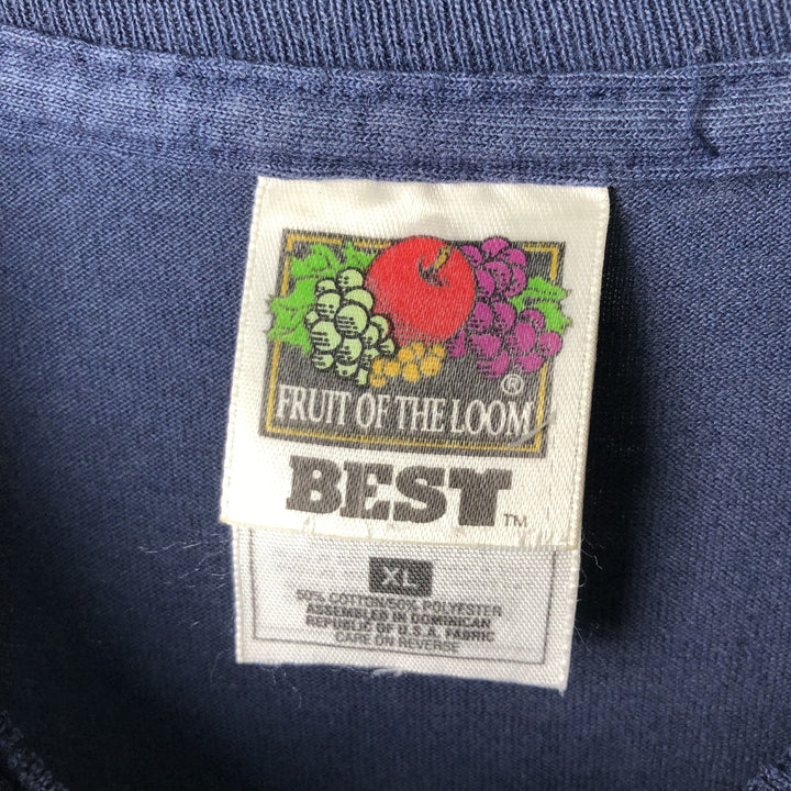 2000'S Fruit of the Loom Best Print T-Shirt, Made in USA, Men's XL cotton navy blue type Vintage Second Hand