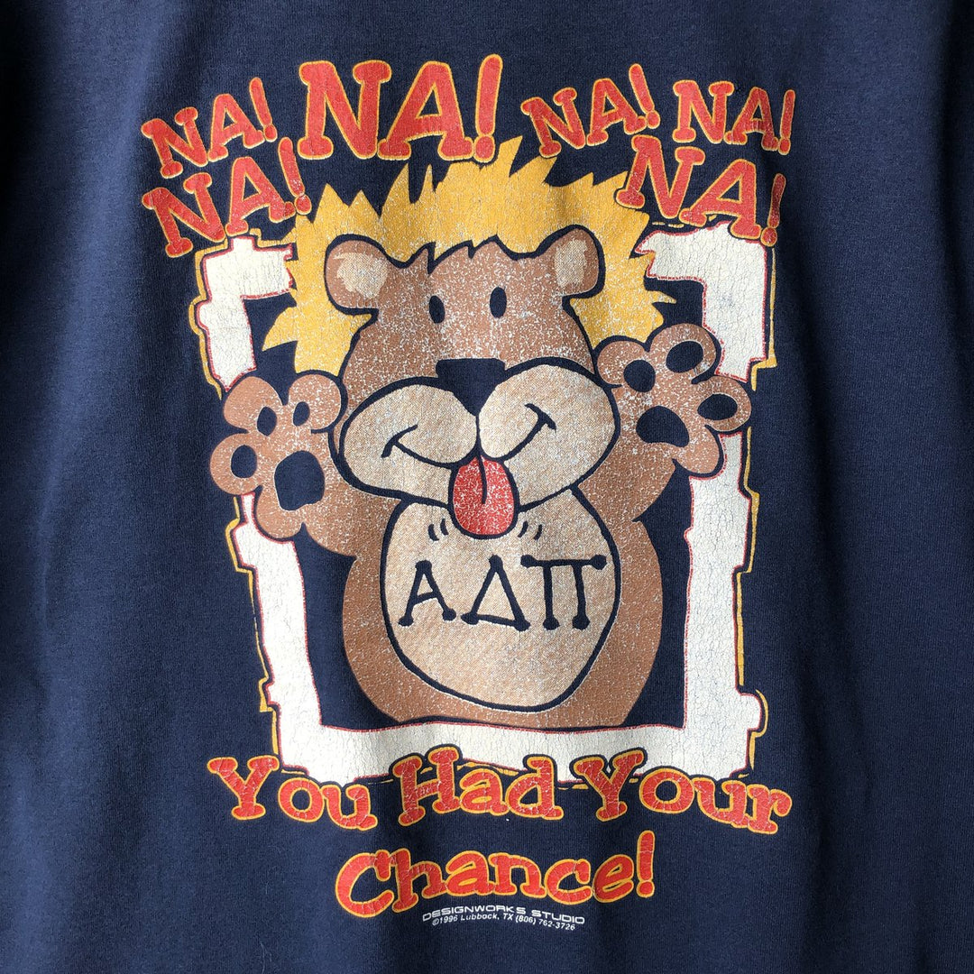 2000'S Fruit of the Loom Best Print T-Shirt, Made in USA, Men's XL cotton navy blue type Vintage Second Hand