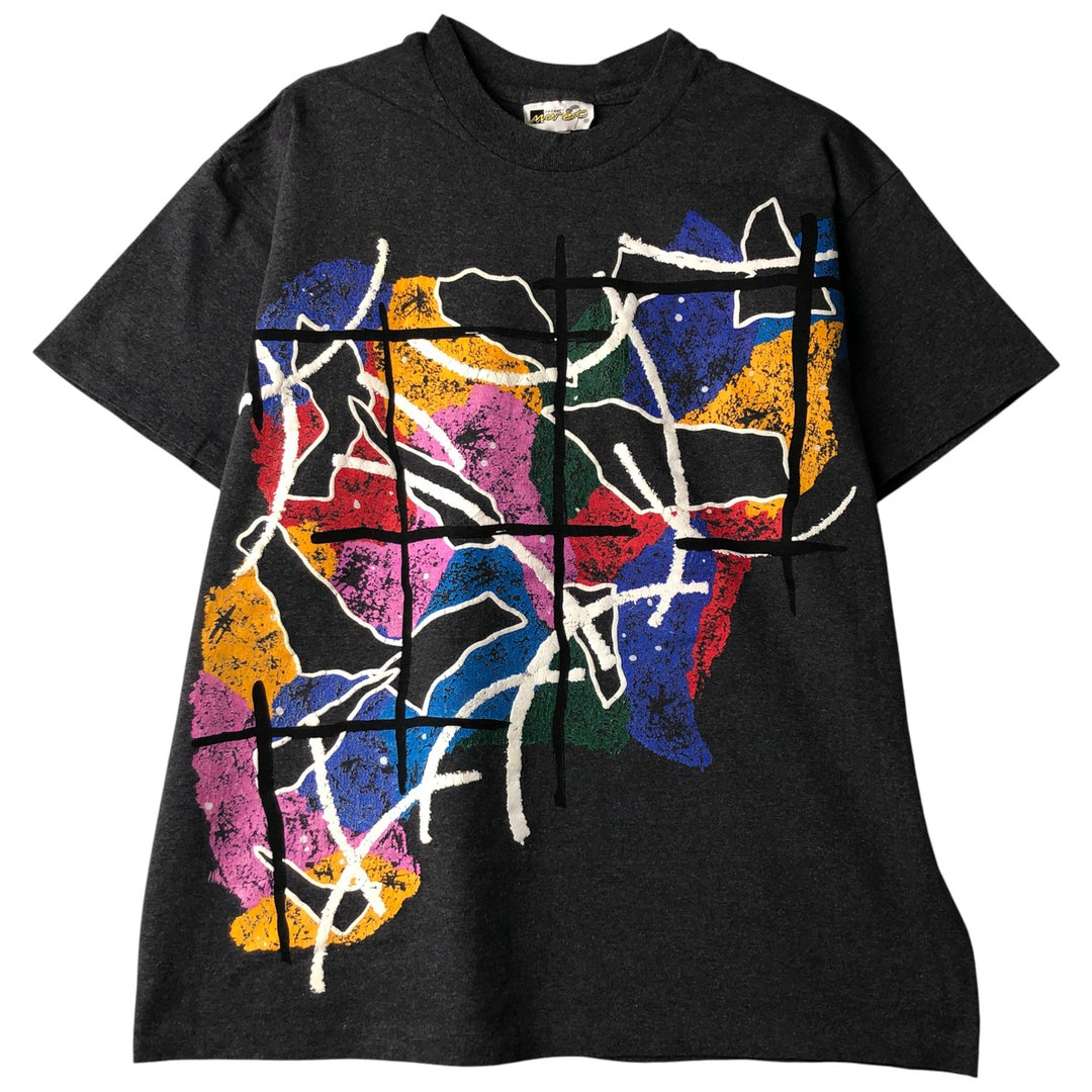 Jacques Moret printed T-shirt, Made in USA, Men's XL cotton Charcoal Vintage Second Hand