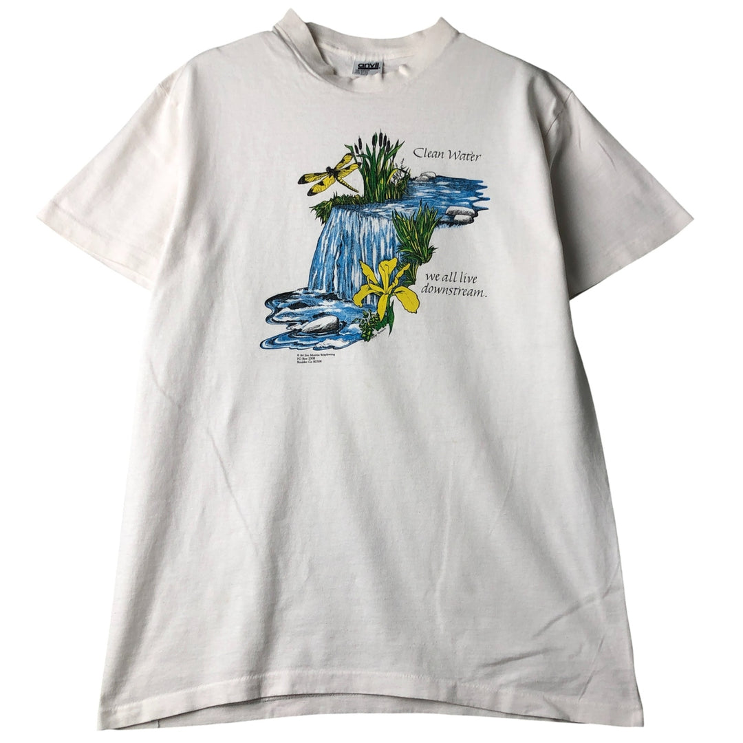 Vintage 1980'S Anvil Print T-Shirt, Made in USA, Men's Size L cotton white type Vintage Second Hand
