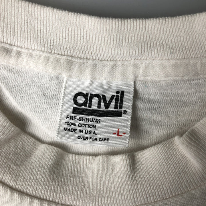 Vintage 1980'S Anvil Print T-Shirt, Made in USA, Men's Size L cotton white type Vintage Second Hand