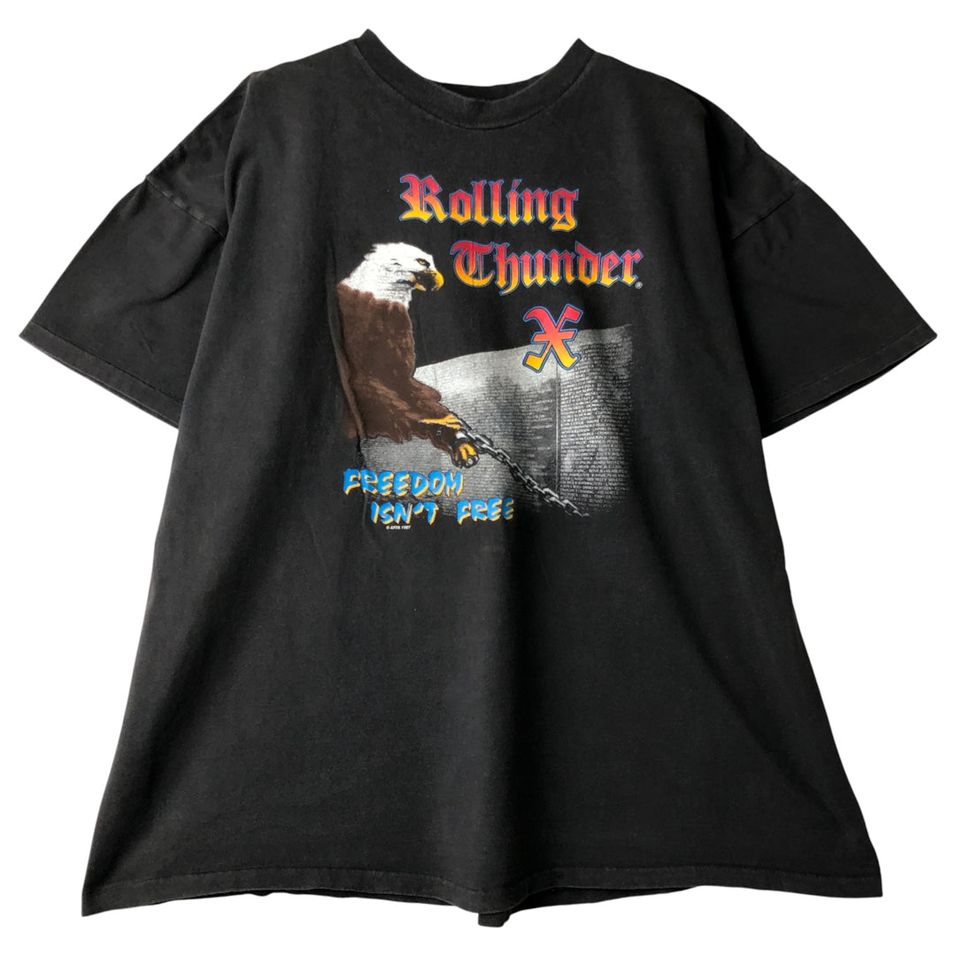 Oversized 90'S Oneita POWER-T Eagle Print T-Shirt, Made in USA, Men's Size XXXL, Vintage cotton Charcoal Vintage Second Hand