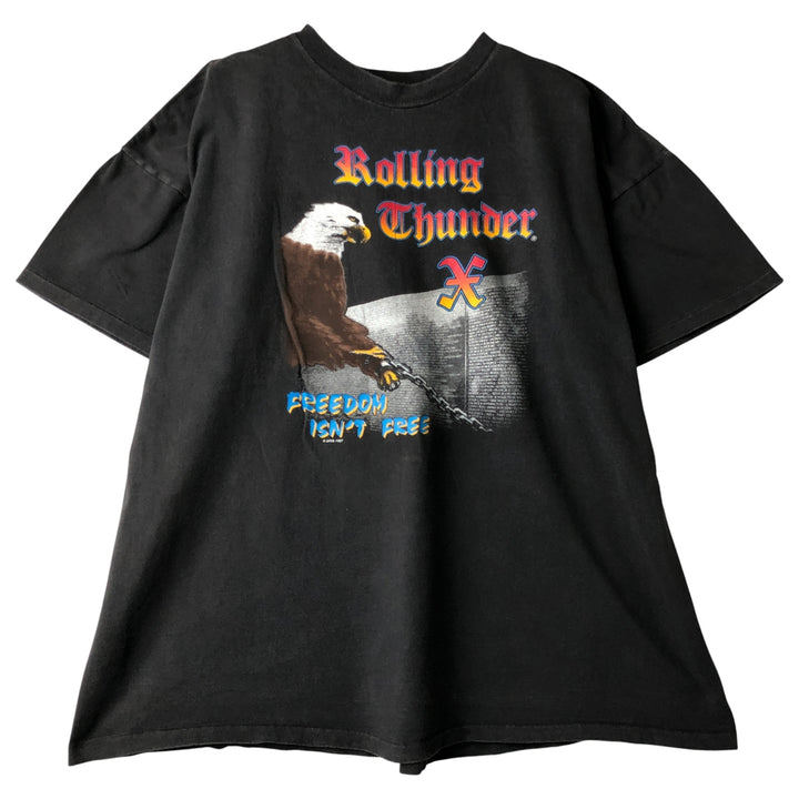 Oversized 90'S Oneita POWER-T Eagle Print T-Shirt, Made in USA, Men's Size XXXL, Vintage cotton Charcoal Vintage Second Hand