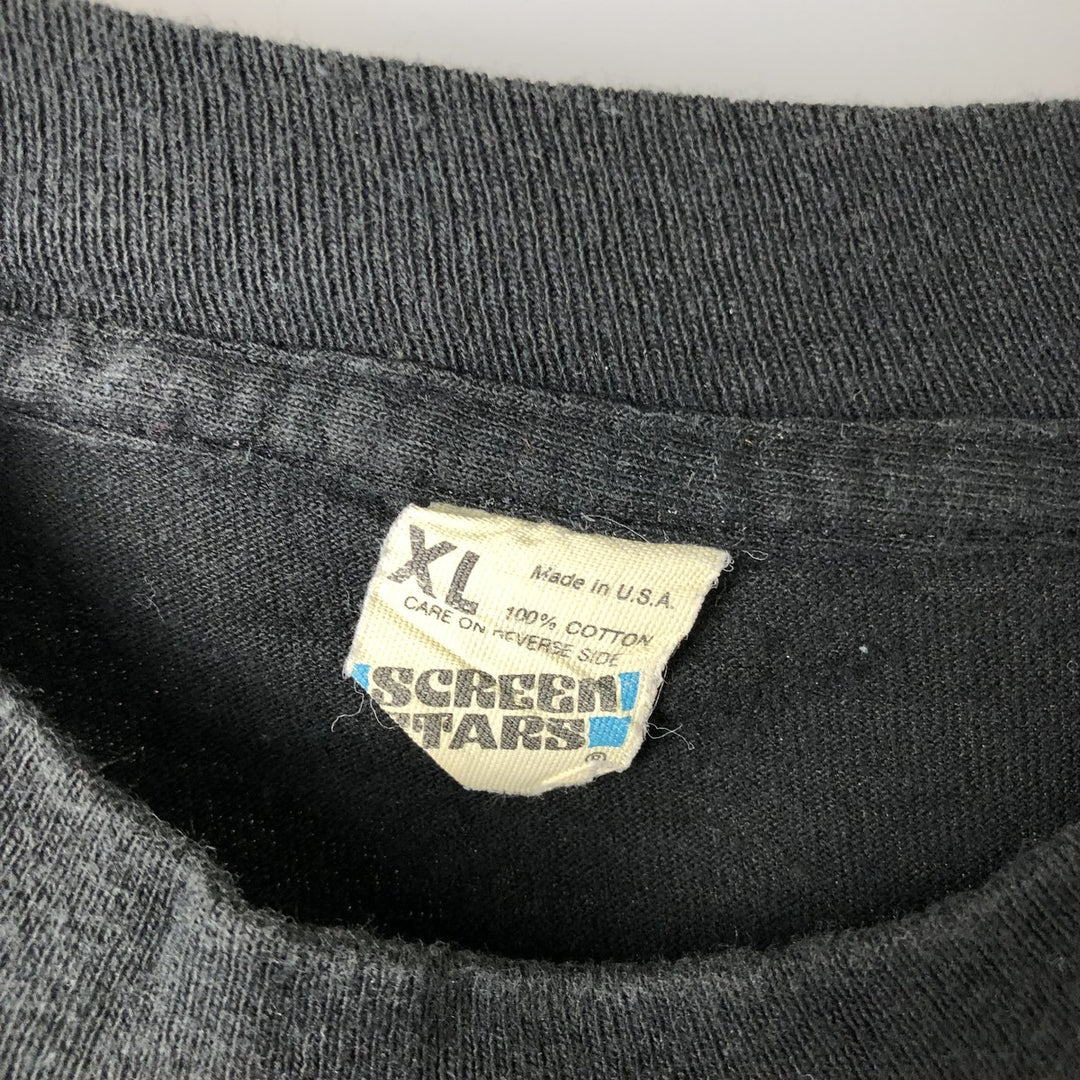 90'S SCREEN STARS Printed T-shirt Made in USA Men's XL Vintage cotton black type Vintage Second Hand