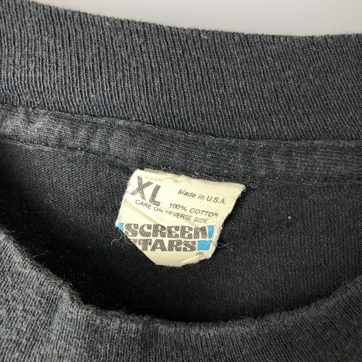 90'S SCREEN STARS Printed T-shirt Made in USA Men's XL Vintage cotton black type Vintage Second Hand