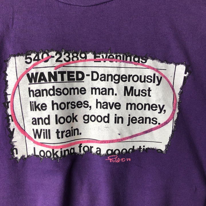 Vintage 80s-90'S Jerzees Message Print T-Shirt, Made in USA, Men's Size L cotton purple type Vintage Second Hand