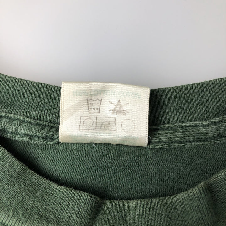 Vintage 90'S STANFIELED'S message print T-shirt, men's size L cotton green type Vintage Second Hand
