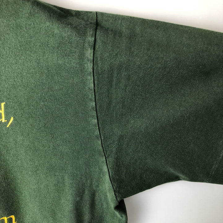 Vintage 90'S STANFIELED'S message print T-shirt, men's size L cotton green type Vintage Second Hand