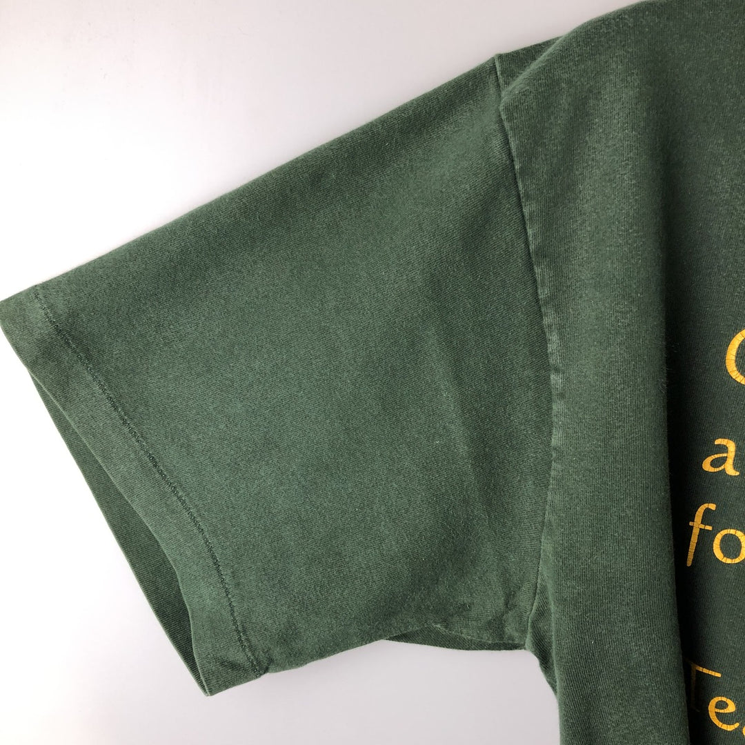 Vintage 90'S STANFIELED'S message print T-shirt, men's size L cotton green type Vintage Second Hand