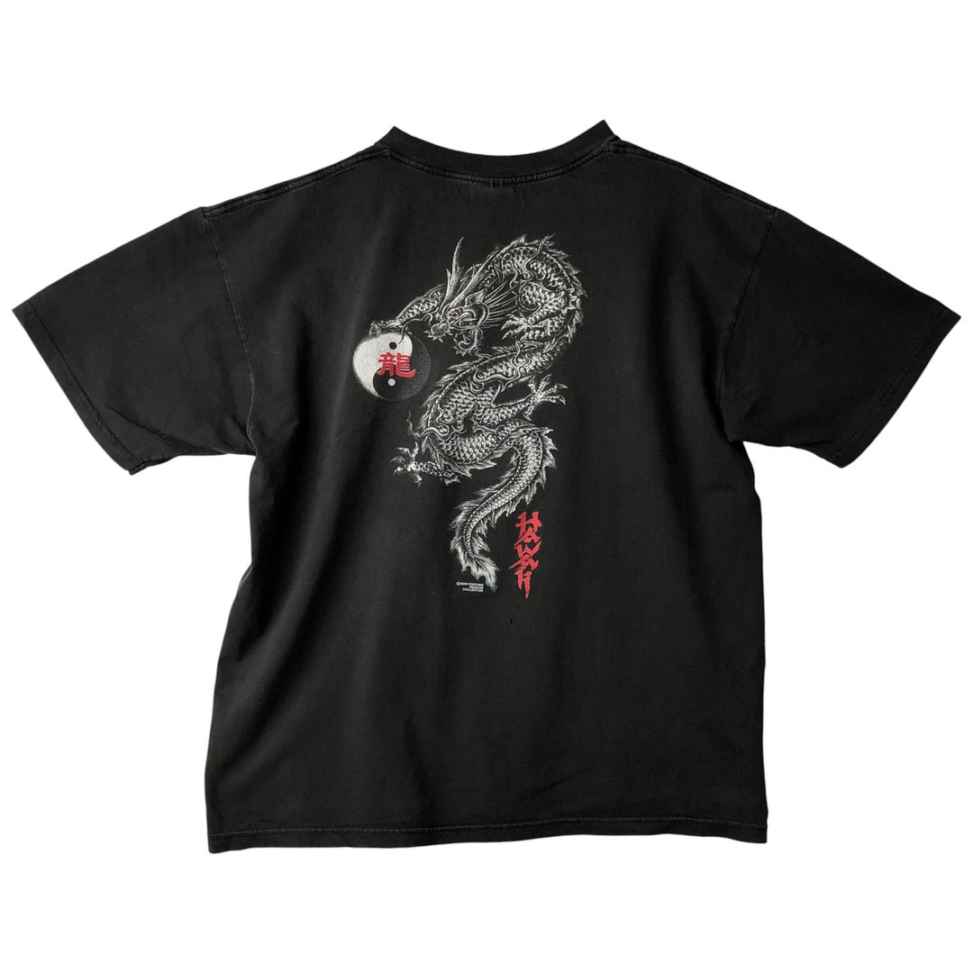 2000'S All Sports Maxweight Dragon Print T-Shirt, Made in USA, Men's Size XL cotton black type Vintage Second Hand