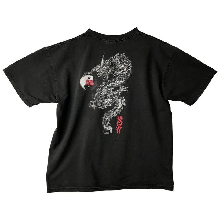 2000'S All Sports Maxweight Dragon Print T-Shirt, Made in USA, Men's Size XL cotton black type Vintage Second Hand