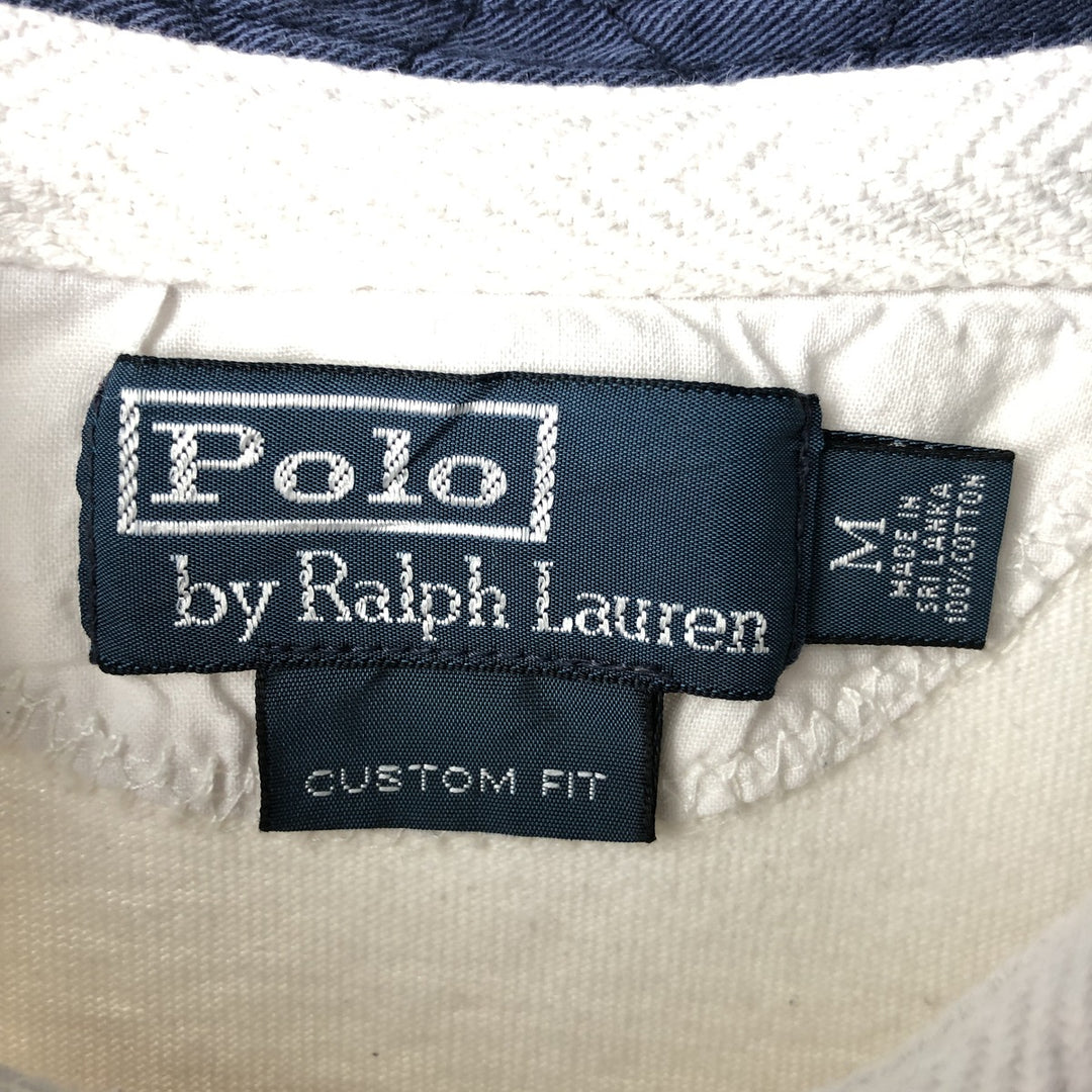 Ralph Lauren POLO by Ralph Lauren CUSTOM FIT long sleeve rugby shirt, men's M size cotton white type Vintage Second Hand