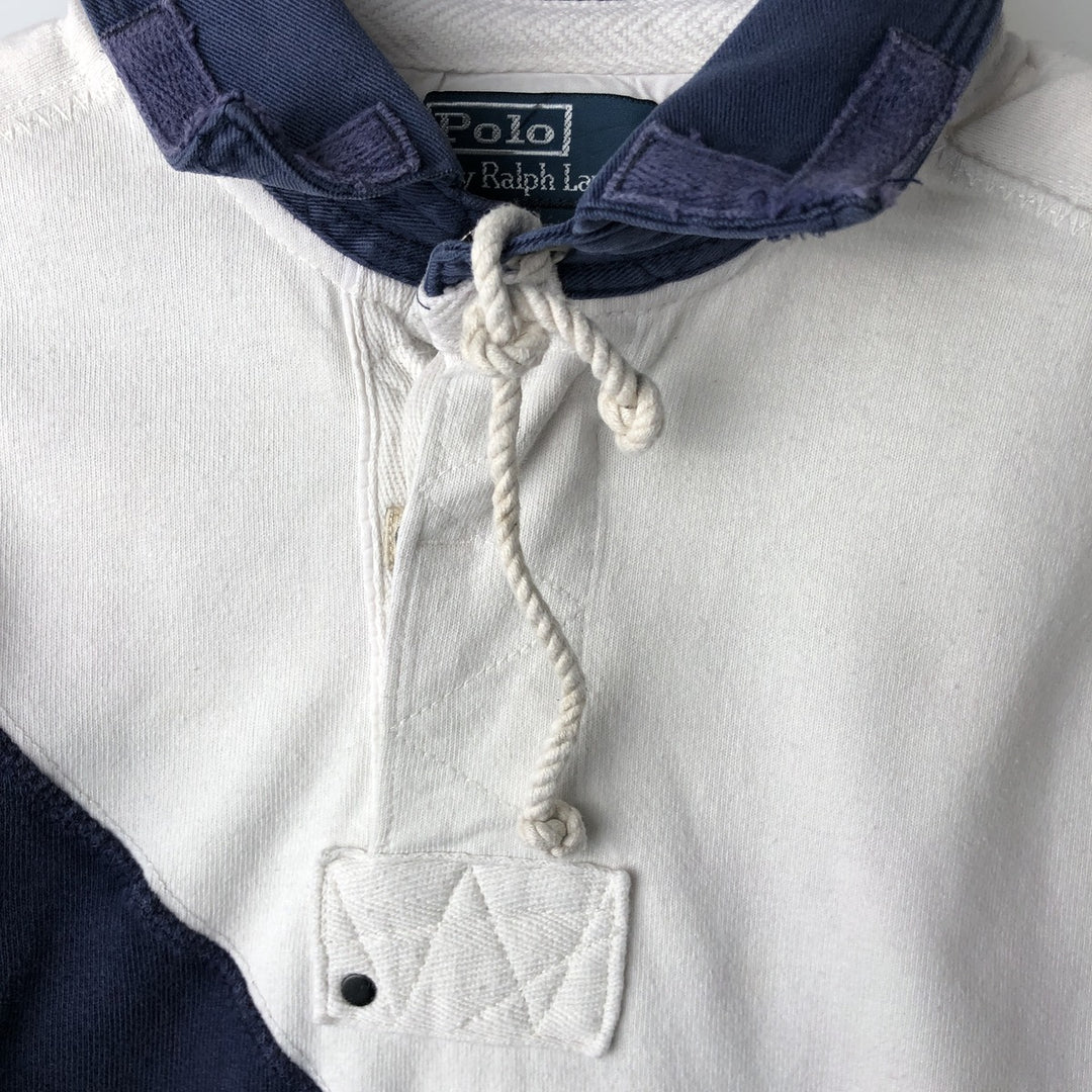 Ralph Lauren POLO by Ralph Lauren CUSTOM FIT long sleeve rugby shirt, men's M size cotton white type Vintage Second Hand
