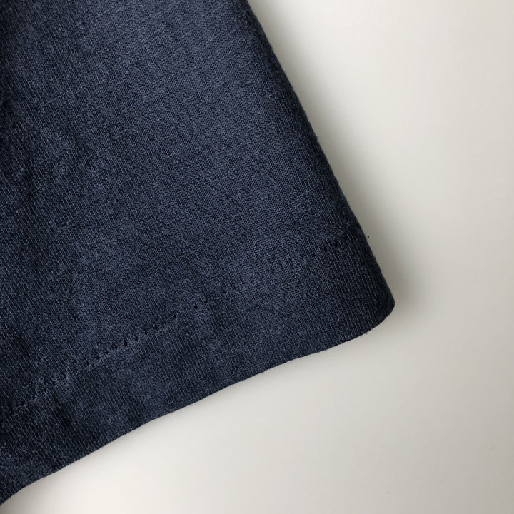 90'S Fruit of the Loom Best Printed T-shirt, Made in USA, Men's L size, Vintage cotton navy blue type Vintage Second Hand
