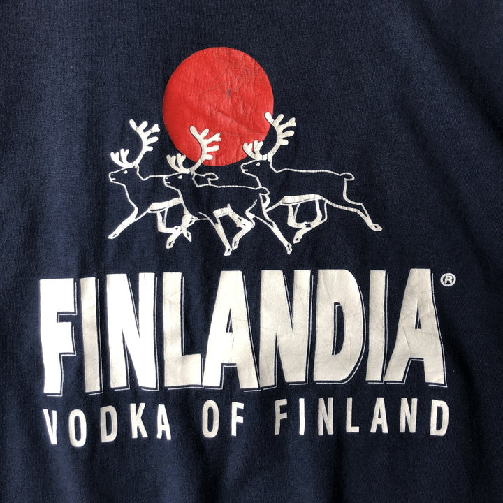 90'S Fruit of the Loom Best Printed T-shirt, Made in USA, Men's L size, Vintage cotton navy blue type Vintage Second Hand