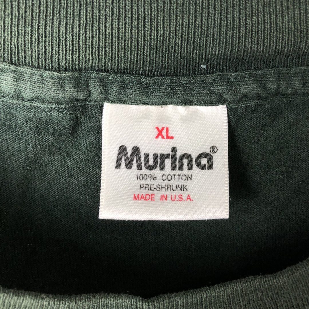 Vintage 90'S Murina print T-shirt, Made in USA, Men's XL cotton green type Vintage Second Hand
