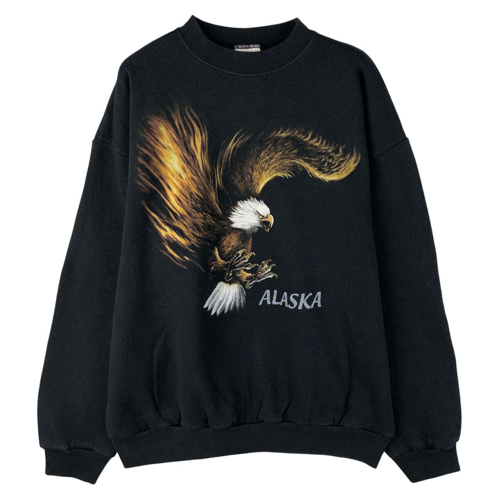 Vintage 90'S Tartex Maximum Sweats Eagle Pattern Animal Sweatshirt, Men's Size L cotton black type Vintage Second Hand