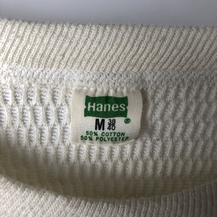 Vintage 1970'S Hanes Thermal Long T-shirt, Honeycomb, Men's Size M cotton white type Vintage Second Hand