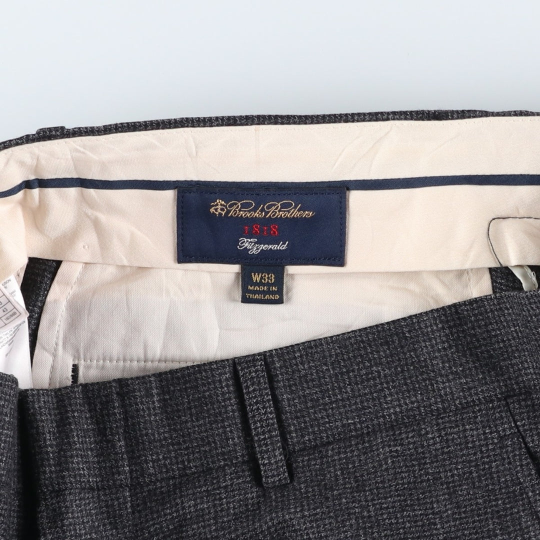 Brooks Brothers 1818 Fitzgerald Check Pattern Wool Pants, Men's Size 33 wool gray type Vintage Second Hand